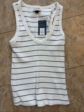 Universal Thread White Tank Top with Black Stripes